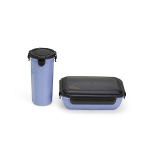 Kit Copo E Marmita Fibra De Bambu — Roxo / Preto