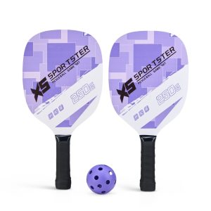Kit Raquetes Pickleball 3 Peças — Roxo / Branco