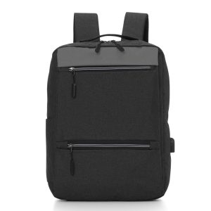 Mochila De Nylon USB 20l — Preto / Prata