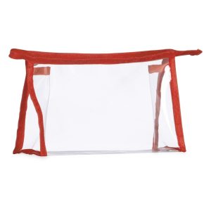 Necessaire Plástica — Transparente / Vermelho