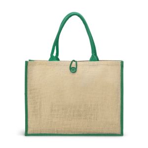 Sacola De Juta Com Botão — Verde