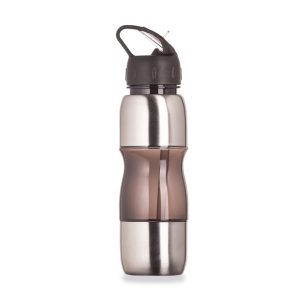 Squeeze Alumínio 600ml — Inox / Preto