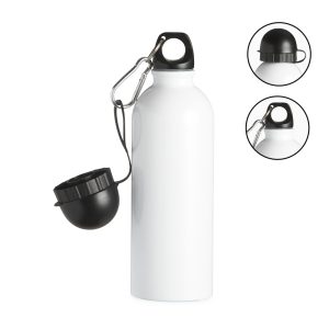 Squeeze Inox 500ml C/ Bico E Mosquetão — Branco / Preto