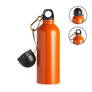 Squeeze Inox 500ml C/ Bico E Mosquetão — Laranja / Preto