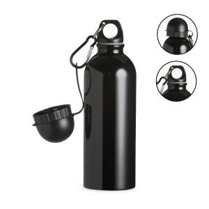 Squeeze Inox 500ml C/ Bico E Mosquetão — Preto