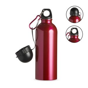 Squeeze Inox 500ml C/ Bico E Mosquetão — Rosa / Preto