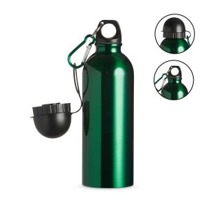 Squeeze Inox 500ml C/ Bico E Mosquetão — Verde / Preto