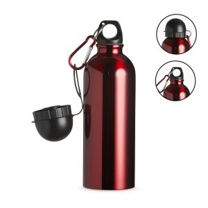 Squeeze Inox 500ml C/ Bico E Mosquetão — Vermelho / Preto