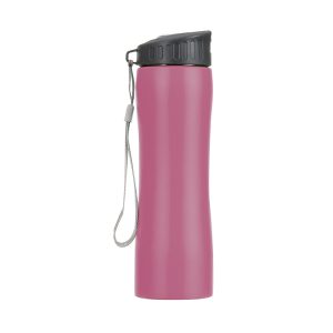 Squeeze 600ml Inox C/ Alça — Rosa / Cinza