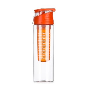 Squeeze Plástico 700ml Com Infusor — Transparente / Laranja