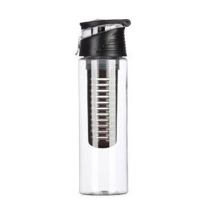 Squeeze Plástico 700ml Com Infusor — Preto / Branco