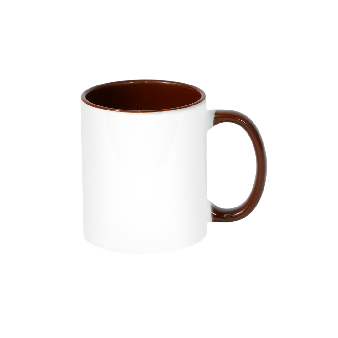 Caneca Personalizada Branca com Alça e Interior Marrom 325 ml