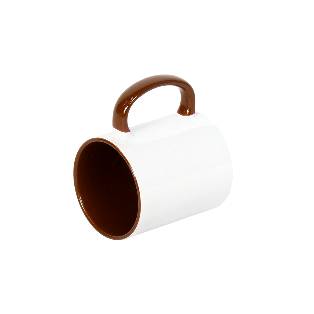 Caneca Personalizada Branca com Alça e Interior Marrom 325 ml