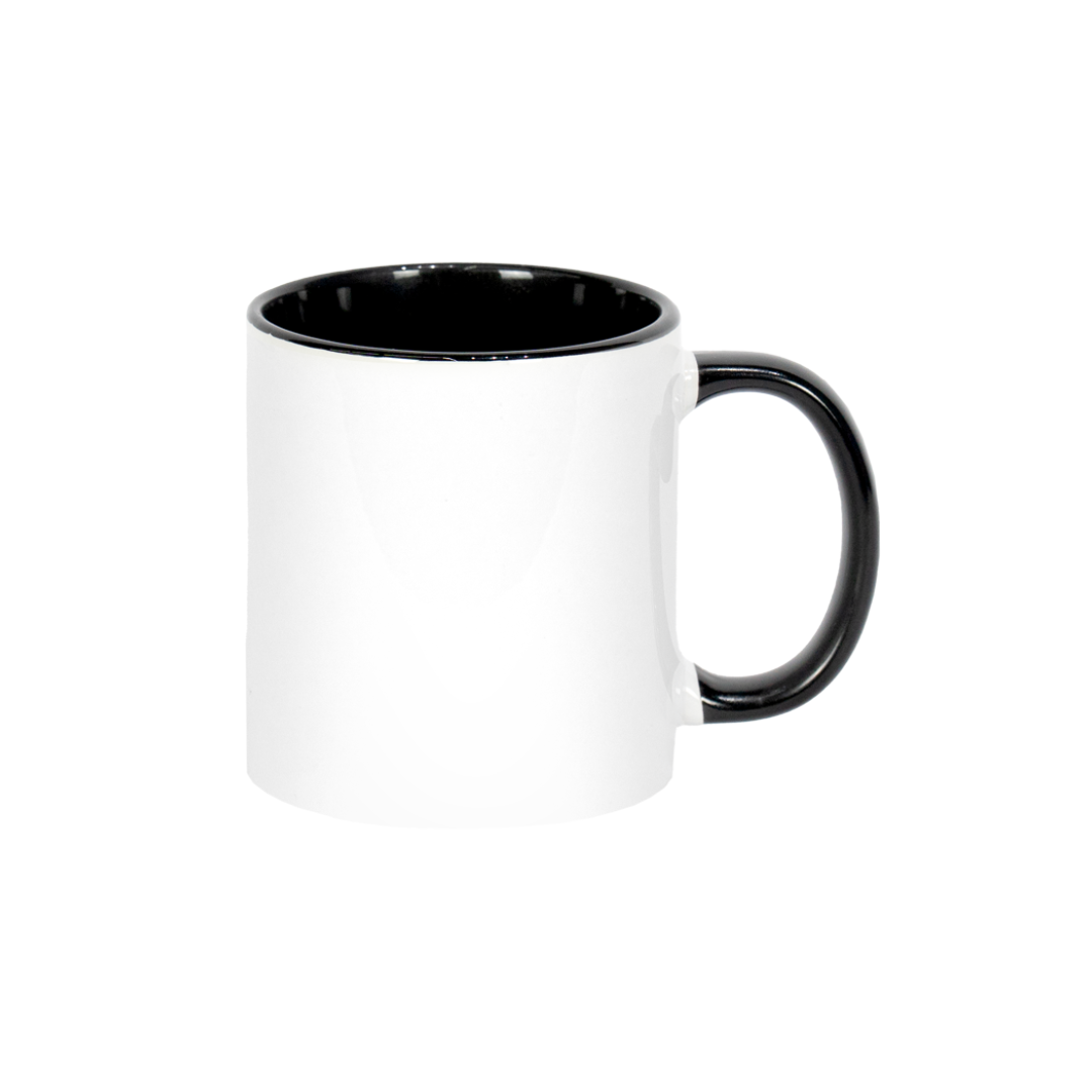 Caneca Personalizada Branca com Alça e Interior Preto 325 ml