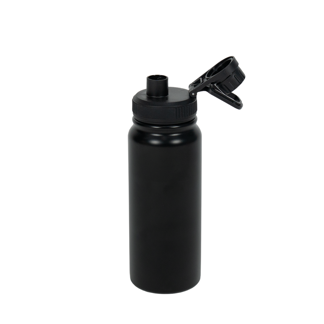 Garrafa Térmica Personalizada Tampa com Alça Preto Fosco 600 ml
