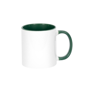 Caneca Personalizada Branca com Alça e Interior Verde Escuro 325 ml