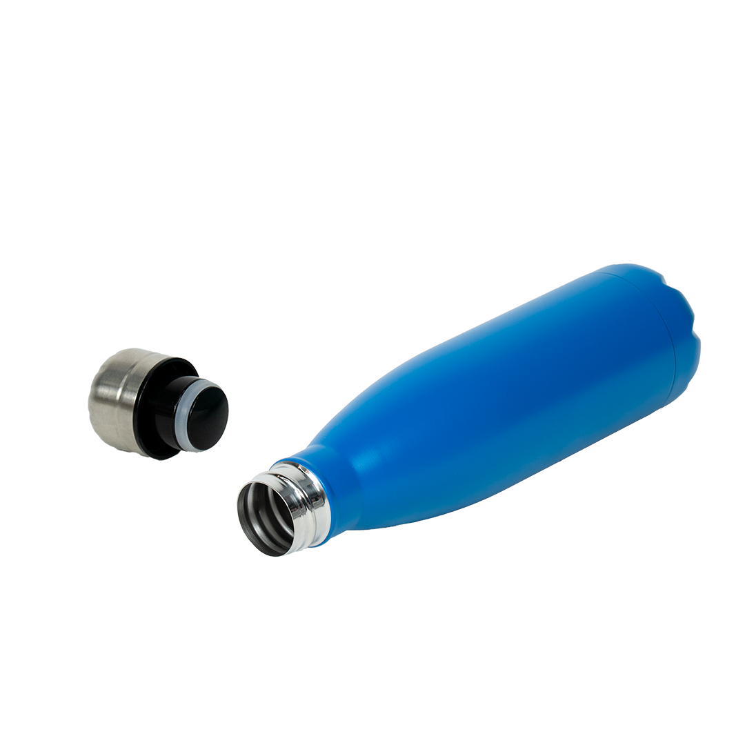 Garrafa Térmica Personalizada Estilo Cola Azul Fosco 500 ml