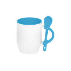 Caneca Personalizada Alça Colher Azul Claro 325 ml