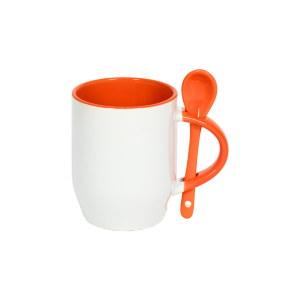 Caneca Personalizada Alça Colher Laranja 325 ml