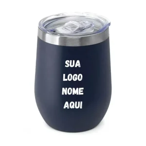 Copo Térmico Personalizado Tampa Acrílica Azul Escuro 350 ml - vista frontal