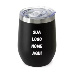 Copo Térmico Personalizado Tampa Acrílica Preto 350 ml - vista frontal