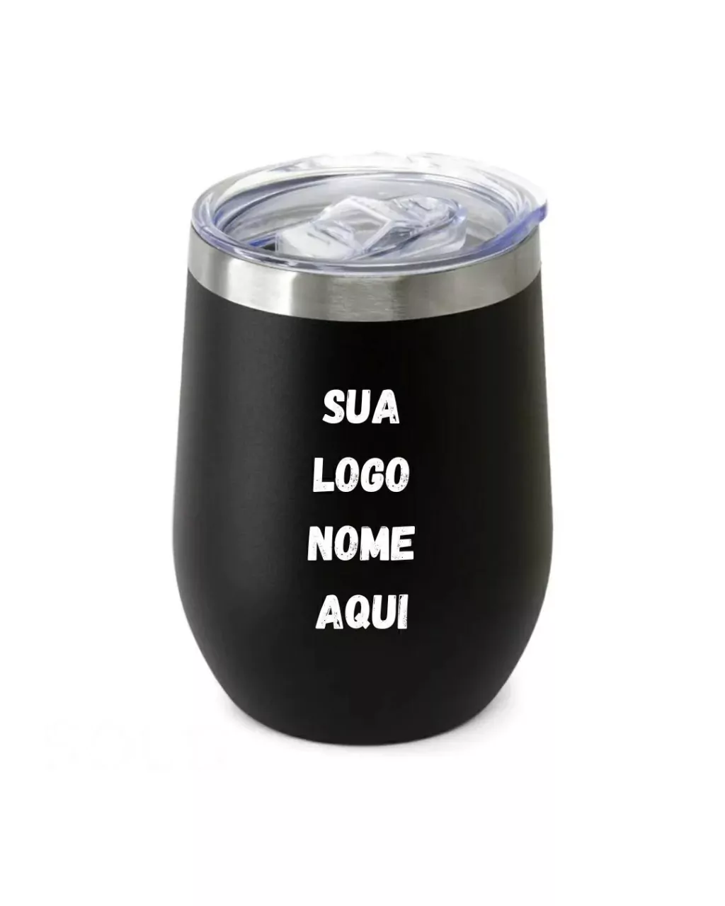 Copo Térmico Personalizado Tampa Acrílica Preto 350 ml - vista frontal