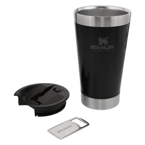 Copo Térmico Personalizado Tampa com Abridor Preto 473 ml - vista frontal
