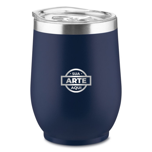 Copo Térmico Personalizado Tampa Acrílica Azul Escuro 350 ml - detalhe