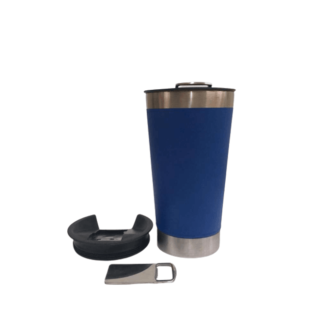 Copo Térmico Personalizado Tampa com Abridor Azul Royal 473 ml - detalhe