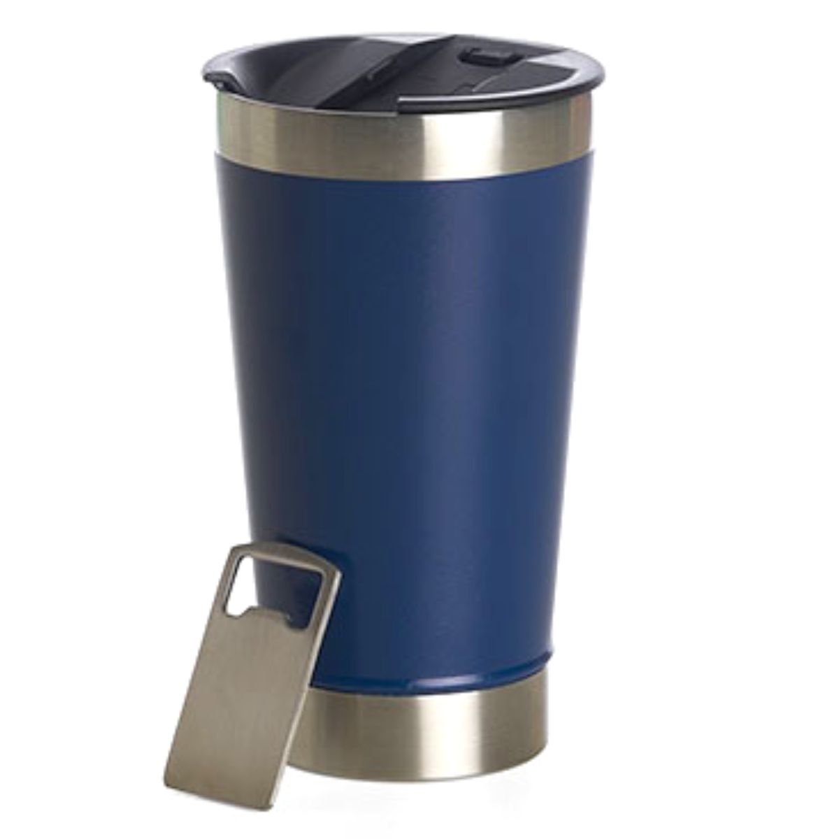Copo Térmico Personalizado Tampa com Abridor Azul Escuro 473 ml - detalhe