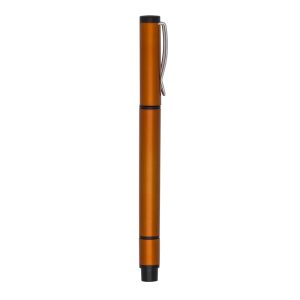 Caneta Plástica C/ Marca Texto — Laranja