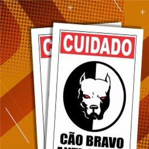 Placa - Cuidado cão bravo - 2 unidades