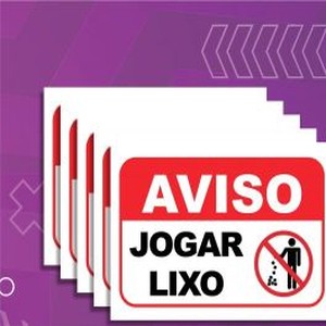 Placa - Proibido jogar lixo - 5 unidades